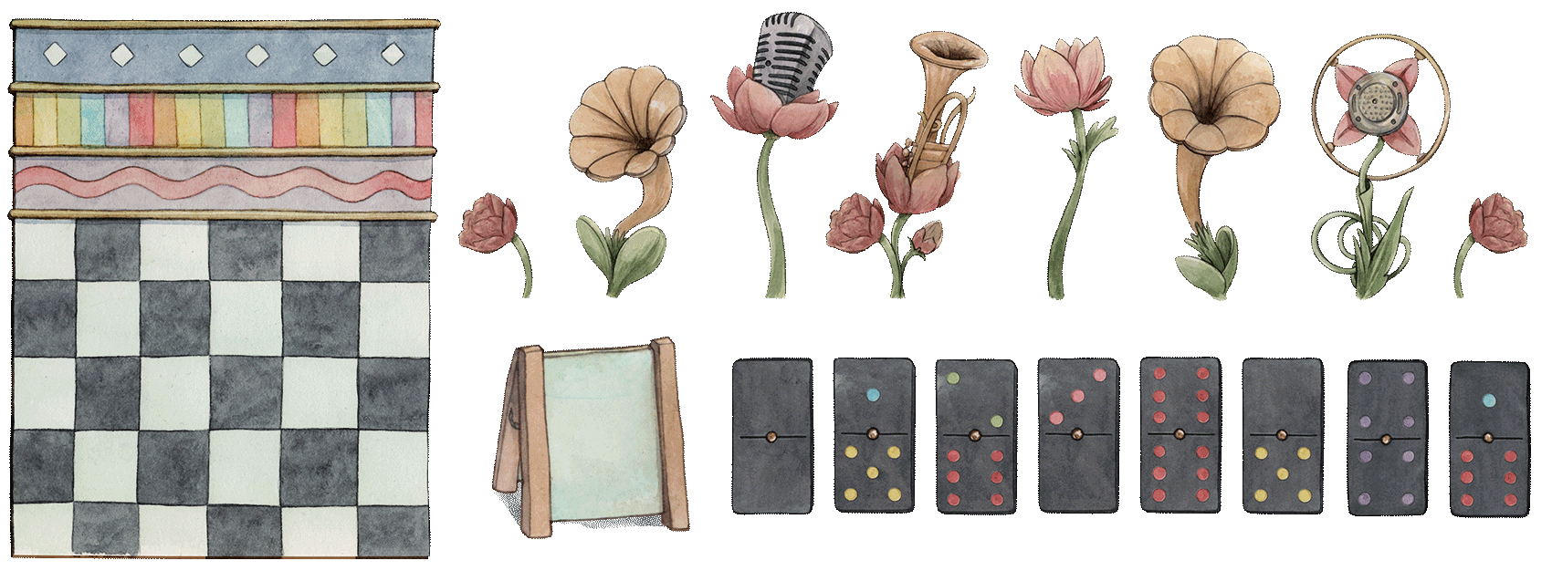 individual game assets from the video game Cuphead