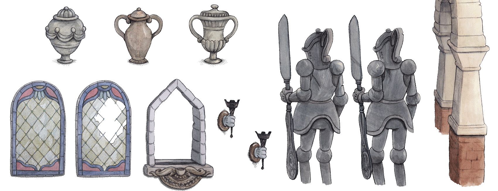 individual game assets from the video game Cuphead
