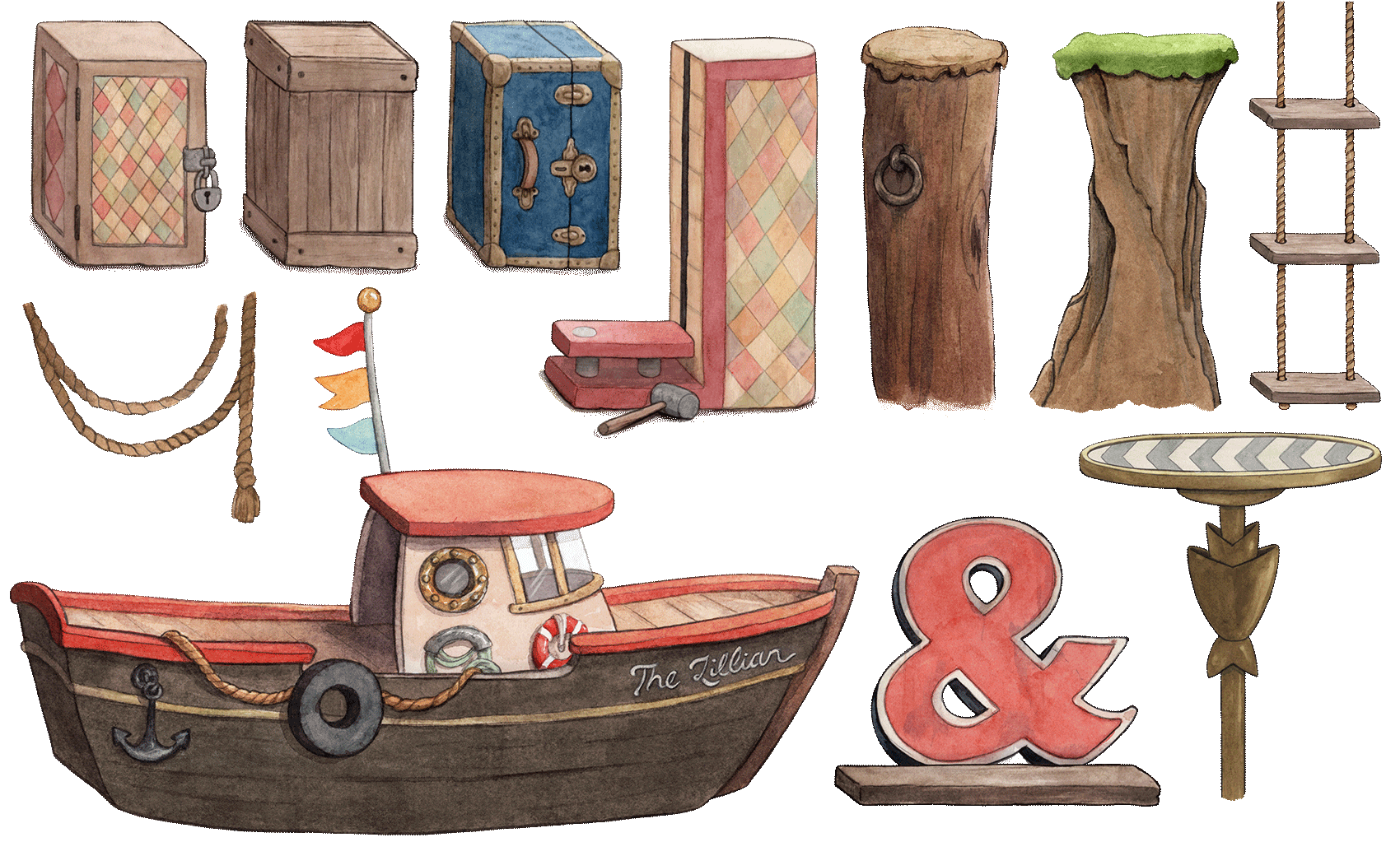 individual game assets from the video game Cuphead